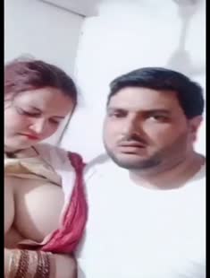 Newly wed couple guy showing her big boobs